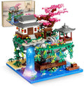 Peach Blossom Pond Micro Mini Building Blocks Set for Adults and Kids Chinese Architecture Cherry Bonsai Gift Toys with String Lights Japanese Flowers Tree House Micro Bricks (3320PCS)