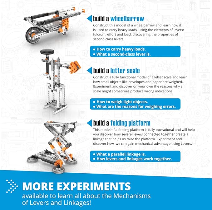 Engino STEM Toys 16 Models in 1 Mechanics Levers &amp Linkages Construction Toys for Kids 9+ Educational Kit Gift for Boys &amp Girls Fun Kids Activities Engineering Kit