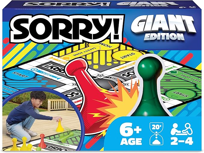 Giant Sorry Classic Family Board Game Indoor Outdoor Retro Party Activity Summer Toy with Oversized Gameboard for Adults and Kids Ages 6 and up