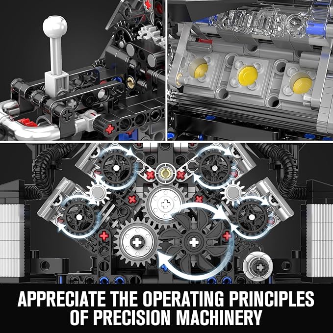 Mould King 10230 W12 Engine Building Block Set MOC Mini Transmission Engine Model Toy for Adults 14+ V8 Engine Series for Display Collection(871 PCS)