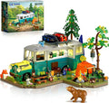 Wilderness Bus Building Set with Light 1392PCS Camping Building Toy Kit with Removable Bus Animals and Rich Accessories Creative Home Decor &amp Display Xmas Birthday Gifts for Adults Teens