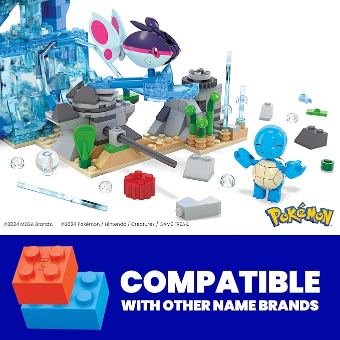 MEGA Pokémon Building Toys Set Aquatic Adventure with 319 Pieces 2 Poseable Characters for Kids
