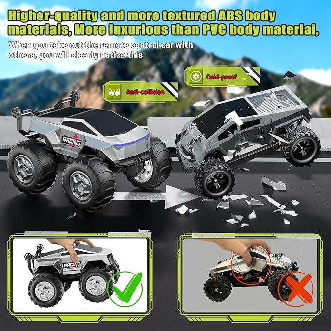 1:16 RC Truck Remote Control Car 4WD Waterproof Amphibious RC Car All Terrain PickupTIME4DEALS 2.4GHz Remote Monster Truck with 360° Rotating Standing Stunt Toy Truck for Kids Boys 6 7 8 9 10 11 12+