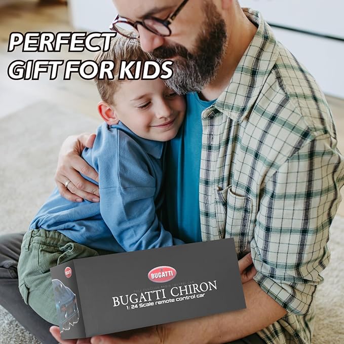 MIEBELY Remote Control Car - 1/24 Scale Fast Rc Race Car Bugatti Chiron 3.7V 500 mAh Toys with Headlight Racing Hobby Model Birthday Ideal Gifts for Adults Kids Boys Age 6 7 8 9 10 Year Old