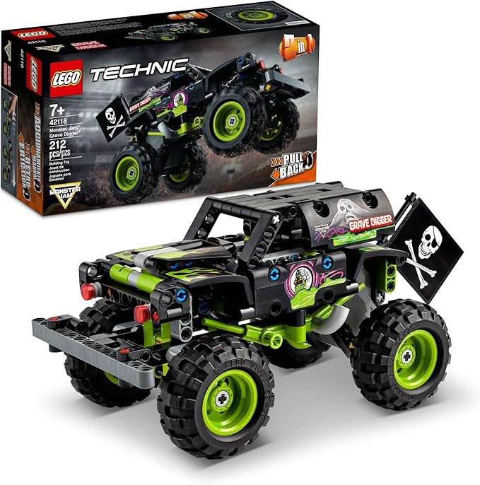 LEGO Technic Monster Jam Grave Digger 42118 Set - Truck Toy to Off-Road Buggy Pull-Back Motor Vehicle Building and Learning Playset Gift for Grandchildren or Any Monster Truck Fans Ages 7 and Up