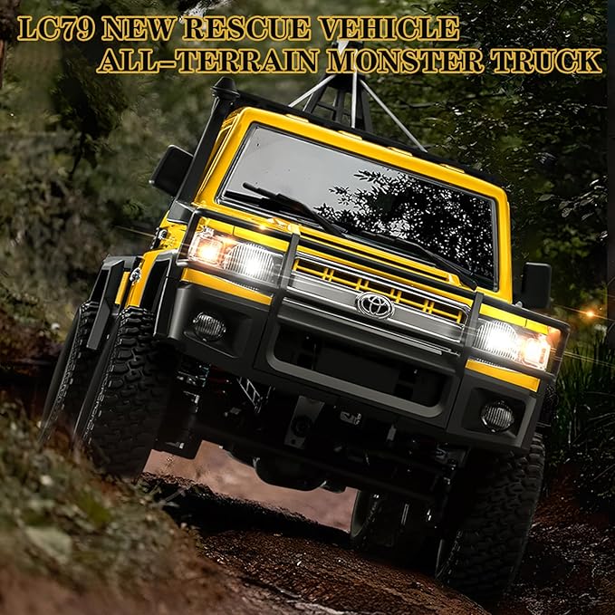 MN82T 1/12 Scale RC Rock Crawler Remote Control Truck Toyota Pickup Truck 2.4GHz 4WD Off-Road Crane Rescue Vehicle All-Terrain Crawler for Adults Kids Indoor Outdoor (whth Gift)