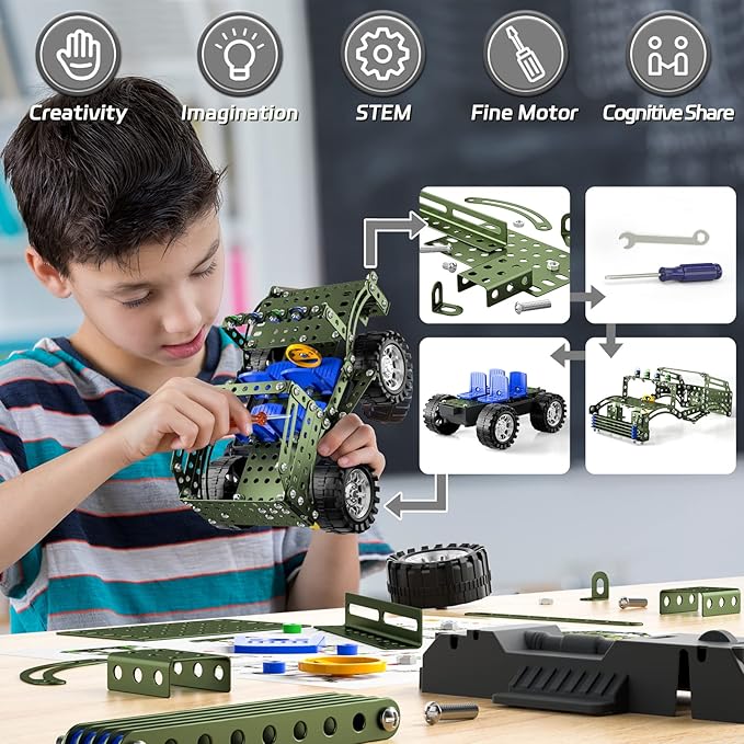 Lucky Doug Building Toys Model Truck Set - STEM Project for Kids Ages 8-12 Assembly Model Car Kits Toys for Kids Boys 8 9 10 11 Years Old