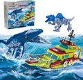 3 in 1 Sea Dinosaur Building Blocks Kit Set Compatible with Lego Dinosaur World Park Spinosaurus Mosasaurus Discovery Crossing Ocean World Building Set Boat STEM Toys Gift Kids Adults Boys Age 8-12