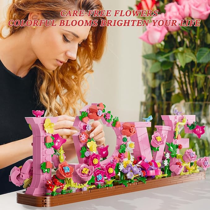 Heart Ornament Building Toy KitLove Shaped Flowers Building Set791PCS Flowers Roses Botanical Plant DIY Collection for Adults Kids Girls and BoysHome Decor Gift for Birthday Valentines