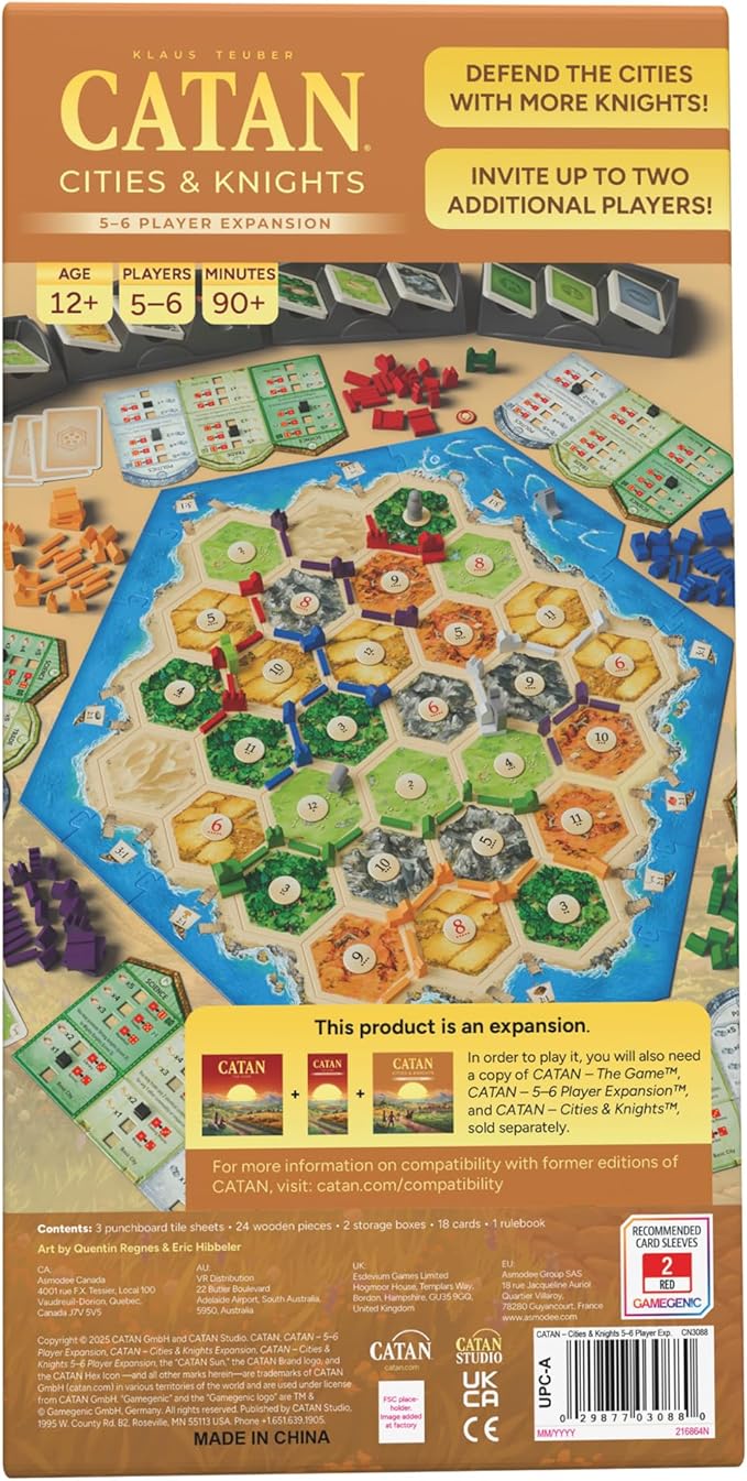 CATAN Cities &amp Knights 5-6 Player Board Game Extension (6th Edition) Add More Players Strategy Game for Kids &amp Adults Ages 12+ 3-6 Players 90-120 Minute Playtime Made by Catan Studio