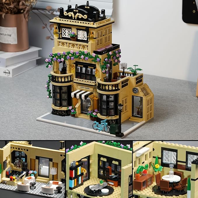 ENJBRICK Flowers City Coffee Shop Building Set for AdutlsArchitecture Building House Kit for Boys and Girls 8-14 Years 1443 pcs