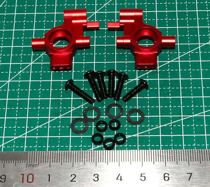 10537 Front Steering Cup Compatible with 1/10 Traxxas 4-Tec Upgrade Drift Ford Mustang Replace Rc Car Aluminum Alloy Part Replace(Red)