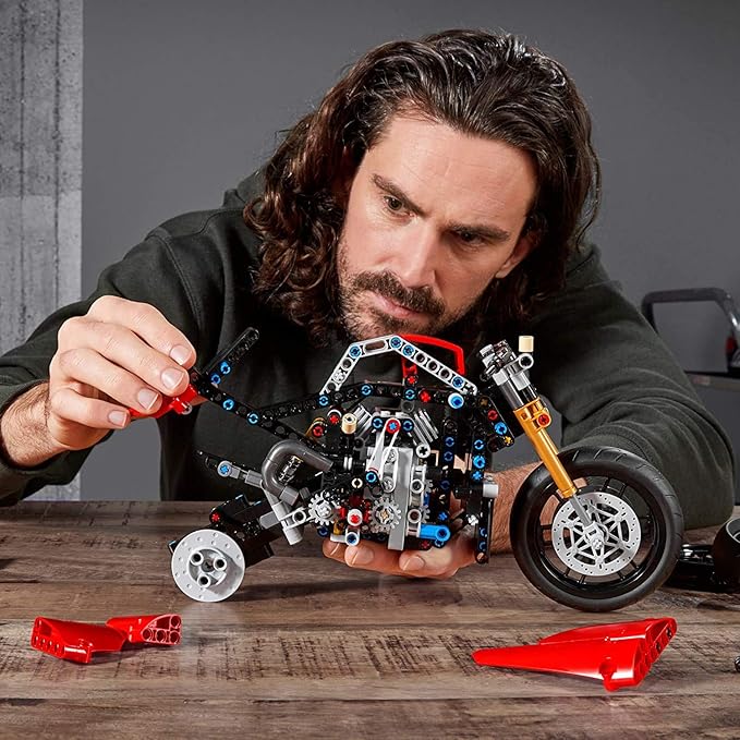 LEGO Technic Ducati Panigale V4 R Motorcycle 42107 Building Set - Collectible Superbike Display Model Kit with Gearbox and Working Suspension Fun for Adults and Motorcycle Enthusiasts