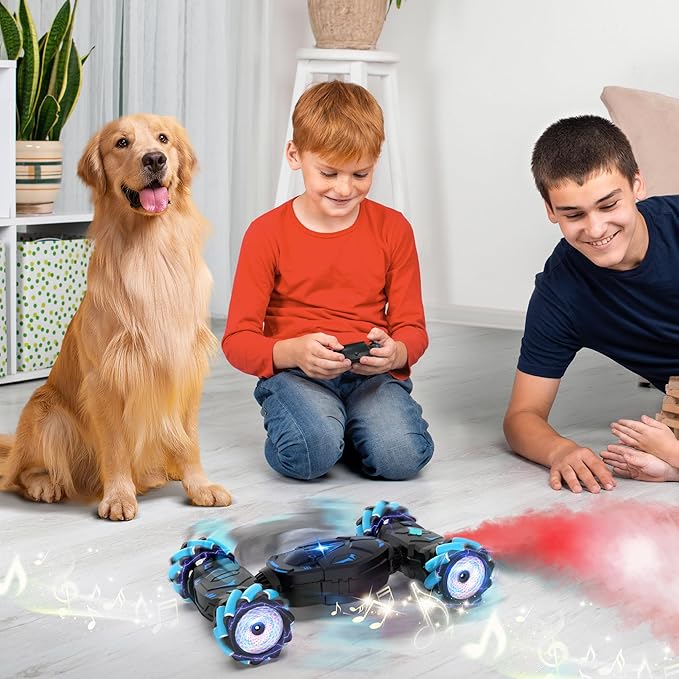 Gesture Sensing RC Stunt Car Toys for Boys 6-8 Gifts for Boys 6 7 8 9 10 11 12 Birthday Gifts for Boys Remote Control Car for Boys 8-12 360° Rotate 4WD Off-Road with Lights Music Spray