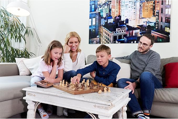 Millennium Chess Classics Exclusive - Electronic Chess Board Set - Chess Teacher &amp Trainer - Auto Sensing Light Up Squares - Smart AI Chess Board for Enhanced Gameplay - Real Wood Hand-Carved Piec