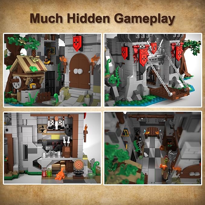 Medieval Castle Building Blocks for Adults Toy Buildings Set 2 in 1 Folding Model Kits for Teens Boy Girl 14+ Home Office Decor Birthday Knight's Fortress 2568PCS