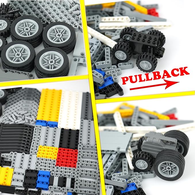 MALEKO Technical Parts Accessories Sets Over 540 Pieces EV3 Replacement Building Bricks Kit-Pullback Motor Beams Liftarm Wheels Axles Pins Frame