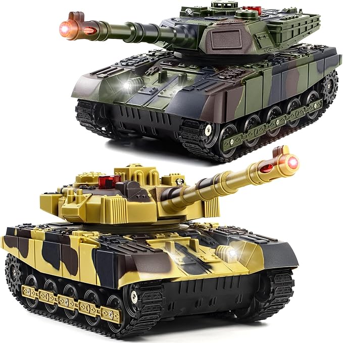 1/28 RC Battle Tank Set Remote Control Army Toy That Shoots for Kids and Adults 2.4G Military Tank Model Toy for Boys Age 6+ Years Old with Sound and Lights