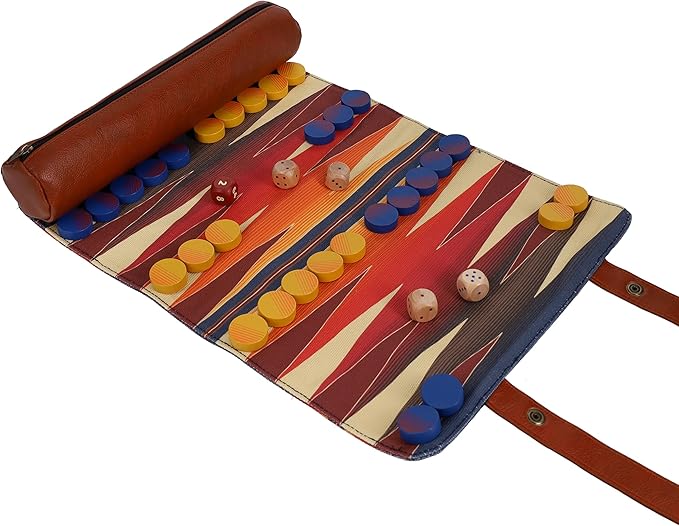 Pendleton Serape Pattern Backgammon - Travel-Ready Roll-Up Game