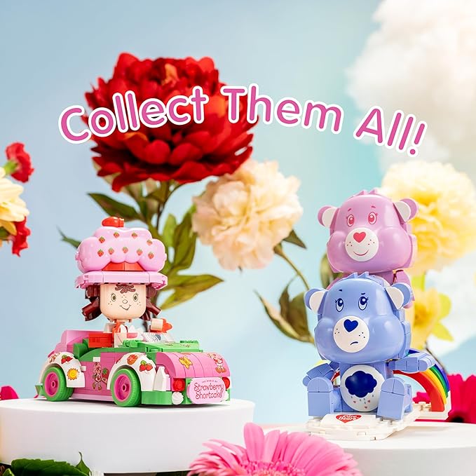 Brickcraft Care Bears Building Bricks Set 336 Pieces Cheer Bear and Grumpy Bear with Rainbow Base Cute Collectible Gift for Kids and Fans Holiday Xmas Christmas Decoration Display Toy