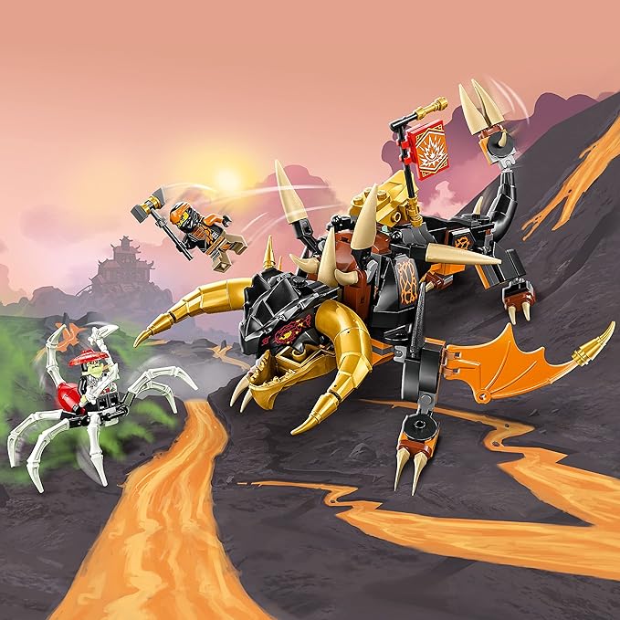LEGO NINJAGO Cole’s Earth Dragon EVO 71782 Upgradable Action Toy Figure for Boys and Girls with Battle Scorpion Creature and 2 Minifigures 2023 Playset