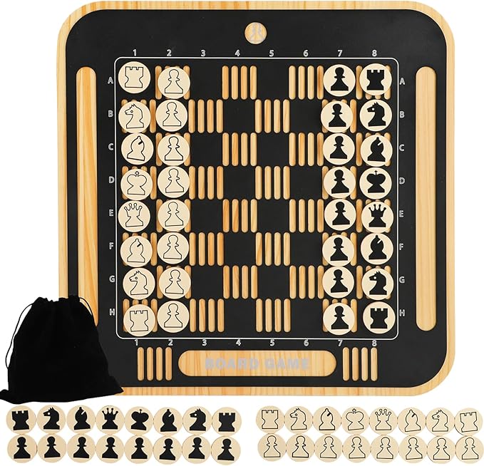 Home Wall Chess Board Game Room Furniture Decor Deluxe Chess Set Pine Chessboard Covered with Exquisite Carved Metal Layers. Equipped with Chess Pieces and Storage Bags