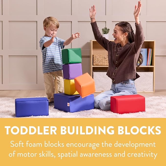 EarlyBuilder Foam Stacking Block Set Small Soft Play Assorted 7-Piece
