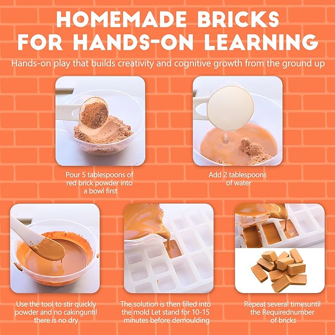 Brick and Mortar Construction Set DIY House Building Kit for Kids Realistic Mini Bricks STEM Building Toy Creative Engineering Toy for Boys and Girls
