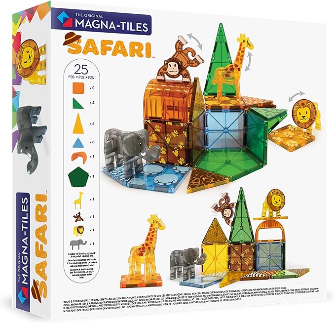 MAGNA-TILES Safari Animals 25-Piece Magnetic Construction Set The ORIGINAL Magnetic Building Brand