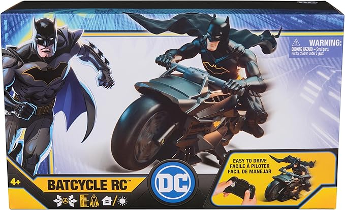 DC Comics Batman Stealth Remote Control Batcycle with 12 Batman Action Figure Super Hero Kids Toys for Boys and Girls Ages 4 &amp Up