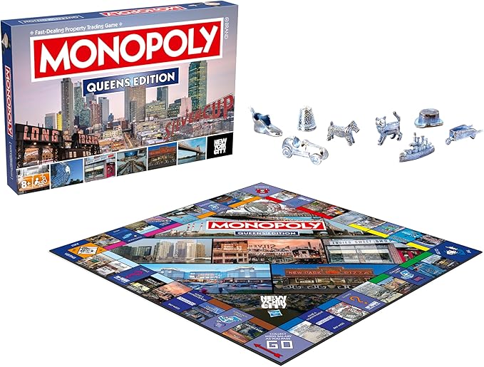Monopoly Board Game Queens NY Edition : 2-6 Players Family Board Games for Kids and Adults Board Games for Kids 8 and up for Kids and Adults Ideal for Game Night