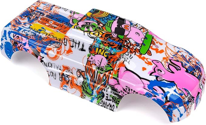 SummitLink Custom Body Compatible for T/E Maxx Shell Cover E-Maxx 1/10 Scale RC Car (Truck not Included) (Graffiti Pink Pig)