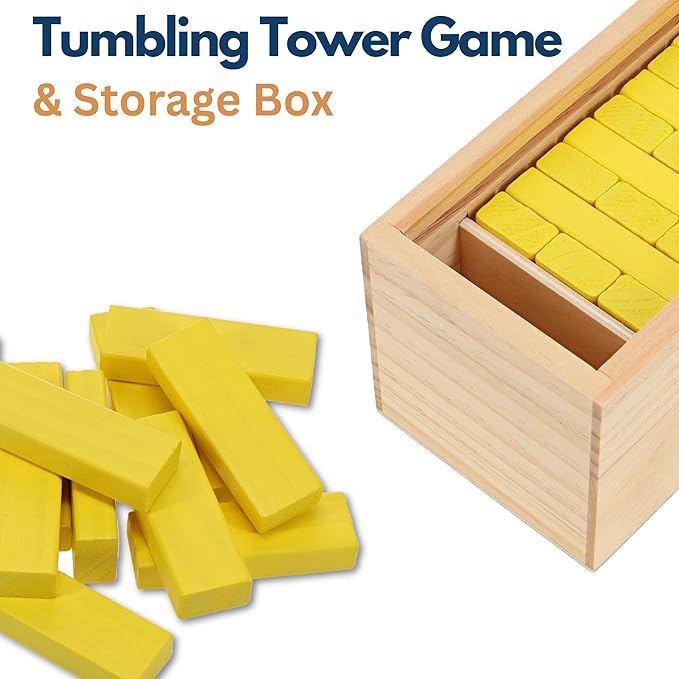 WE Games Wooden Block Stacking Party Game for Adults Tumble Tower Wedding Guest Book Alternative Tabletop Games Includes Storage Case 12 inches