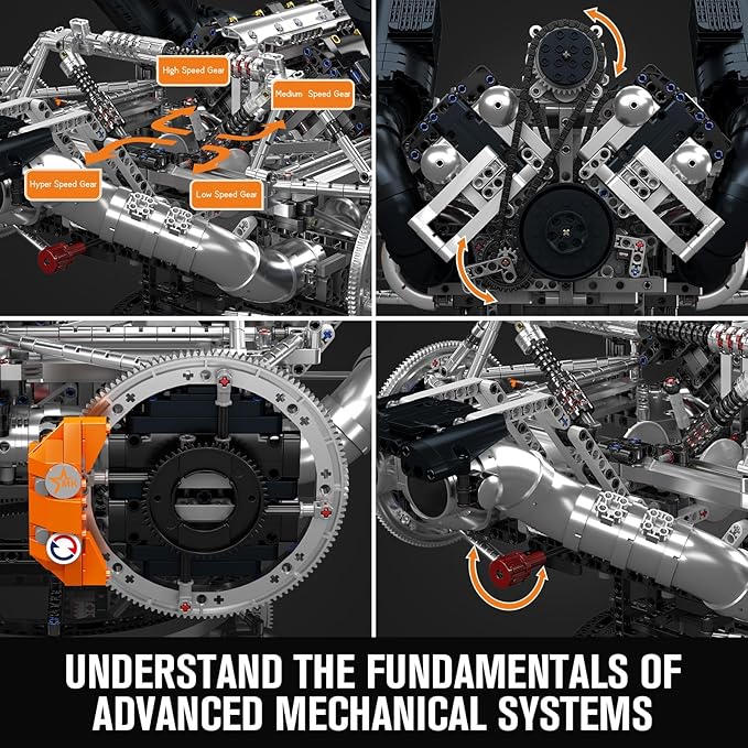 Mould King 10248 V8 Engine Model That Works Build Your Own Cars Combustion Battery/Motor Blocks Sets for Adults 14+ STEM Toy Gift for Display Collection(3192 Pcs)