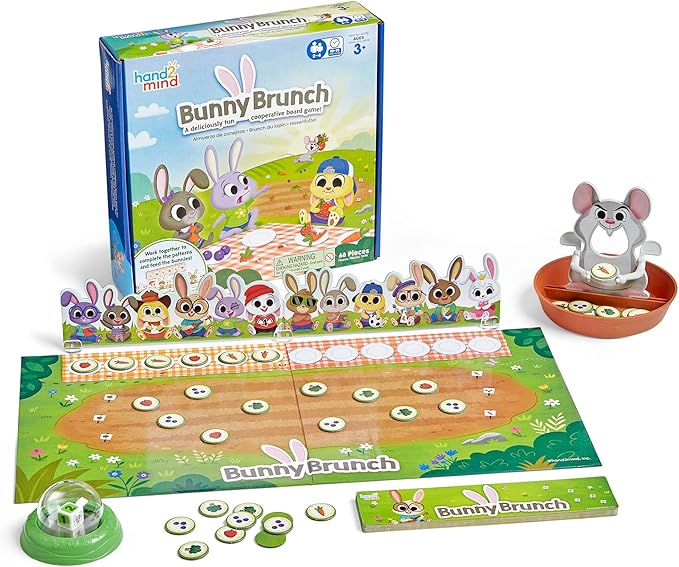 hand2mind Bunny Brunch Cooperative Board Games Toddler Educational Toys Kindergarten Math Games Preschool Learning Activities Indoor Recess Games for Classroom Easter Gifts for Kids