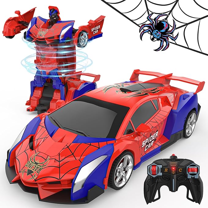 BLUEJAY Transform Rc Cars for Boys 4-7 8-12 2.4Ghz Remote Control Car 1:18 Scale Transforming Robot One-Button Deformation 360° Rotation Car Toy Gifts for Boys 3-5