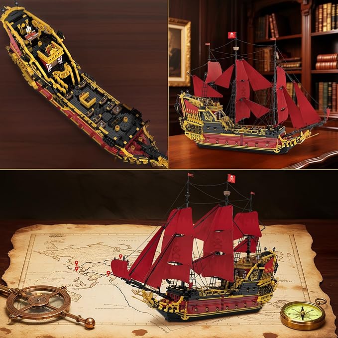 Reobrix Revenge Pirate Ship Building Block Set for Adults 5666+ Pieces Historical Model Kit 66049 Collectible Sailing Ship Boat Construction Toy Christmas Birthday Gifts