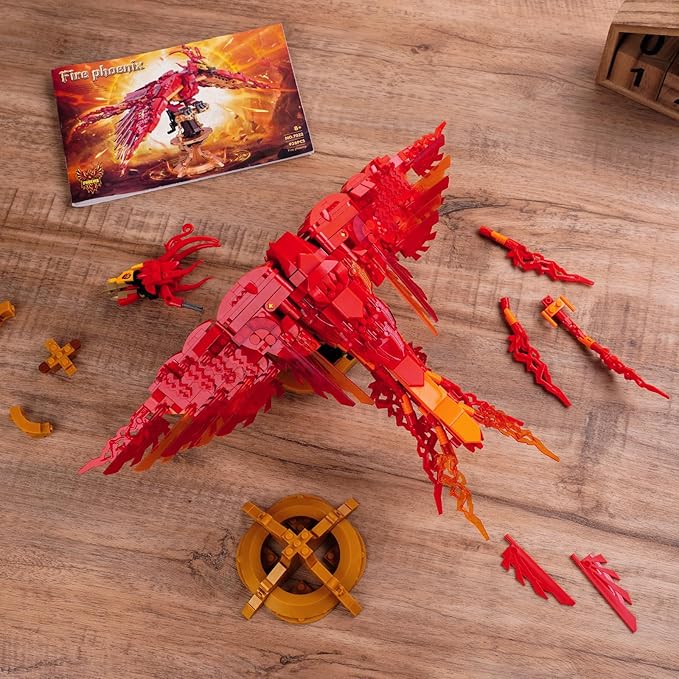 Moc Fire Phoenix Building SetCompatible with Lego STEM Magic Phoenix Collection Model for AdultsIdeas Bird Toy Gift for Kids Boys and Girls Fans Ages 8+ 938 PCS