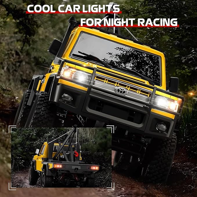 1/12 RC Crane Truck MN-82T LC79 RTR RC Crawler 4WD Off-Road Tow Car RTR 2.4GHz RC Pick-up Trail Truck for Adults Hobby Toys (Yellow)
