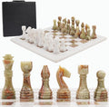 Radicaln Marble Chess Set 15 Inches White and Green with Storage Box Handmade Luxury Board Games for Adults Ideal Marble Chess Board Game Set &amp Chess Pieces