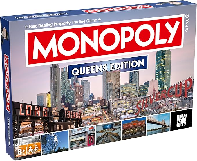 Monopoly Board Game Queens NY Edition : 2-6 Players Family Board Games for Kids and Adults Board Games for Kids 8 and up for Kids and Adults Ideal for Game Night