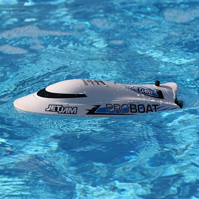 Horizon Hobby Pro Boat RC Jet Jam V2 12 Self-Righting Pool Racer Brushed RTR Batteries for Transmitter Not Included White PRB08031V2T2