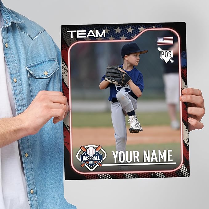 EGD Personalized Baseball Card Plaque | Ultimate Team Decorations for Bedroom &amp Party | Gift for Boys | Multiple Sizes (Card 3 - Baseball)