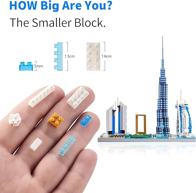 World Famous Landmarks Architecture Skylines Series Dubai Skyline Micro Building Blocks Set for Adult Age of 14+ Assembly Construction 3D Present Kit 2545 pcs