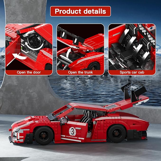 Mould King Car Toy Building Block 10167 Collectible Speed Champion Cars Building Set Sports Vehicle Model Build and Display Car for Adults and Aged 14+ (1717 Pieces)