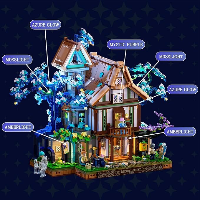 Sylvan-Inn Treehouse Lighting Building-Bricks-Set - 3120 Pcs Elf Hotel Cabin Collection Tree House LED Light Set for Adults and Retro House Collectors