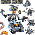 Changeable LED Eyes Robot Building Set- 5 in 1 Remote &amp App-Controlled Robotic Building Block RC Elephant/Bulldozer/Tank/Tracked Model Kit Toys Gift for Kids Boys Girls Teens Age 12+ Years Old