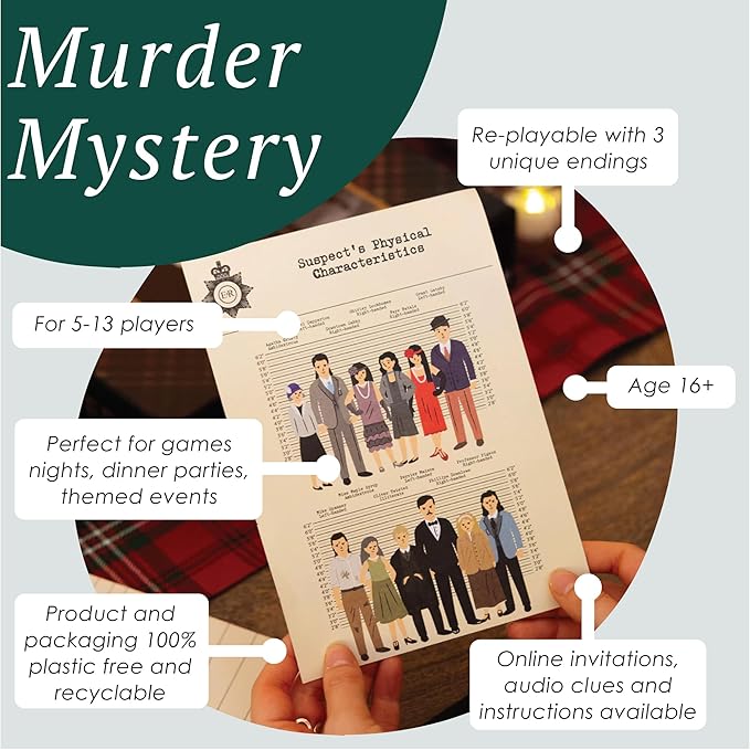 Talking Tables Reusable Murder Mystery at The Manor After Dinner Party Game Kit for Adults Host Your Own Games Night Scottish Highland Theme 3 Alternative Endings Fun Idea New Year