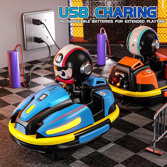 RC Bumper Cars Set for 2 Players 2.4 GHz Remote Control Battle Race Cars With Light &amp Music Toys for Toddlers Girls Boys Age 1-5 Years Christmas Birthday Gift