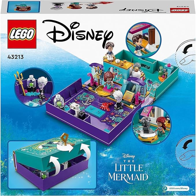 LEGO Disney Princess The Little Mermaid - Story Book Building Kit with Disney Princesses Gift for Children from 5 Years with Ariel Prince Eric and Ursula Plus Crab Figure by Sebastian 43213